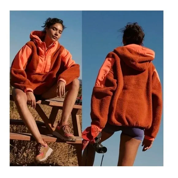 Free people movement leave the pack fleece pull over small coral / orange - Picture 5 of 5